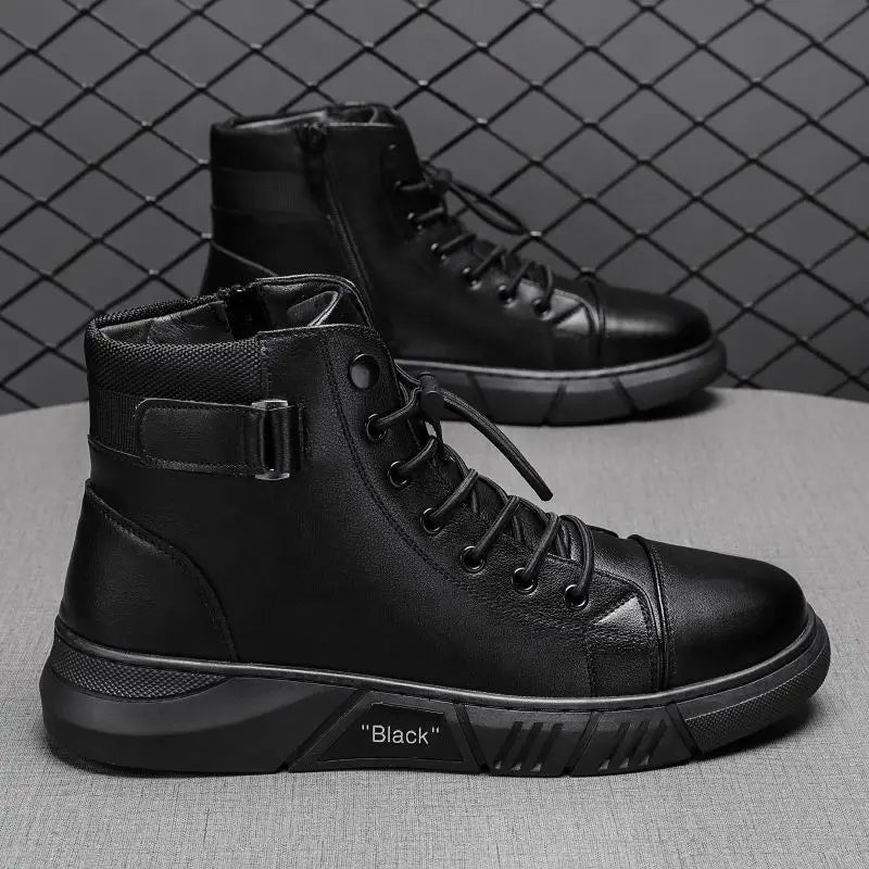 Bota de Couro Masculina Romenzi Black RZ280