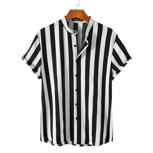 Camisa Manga Curta com Gola Padre Listrada Romenzi RZ572