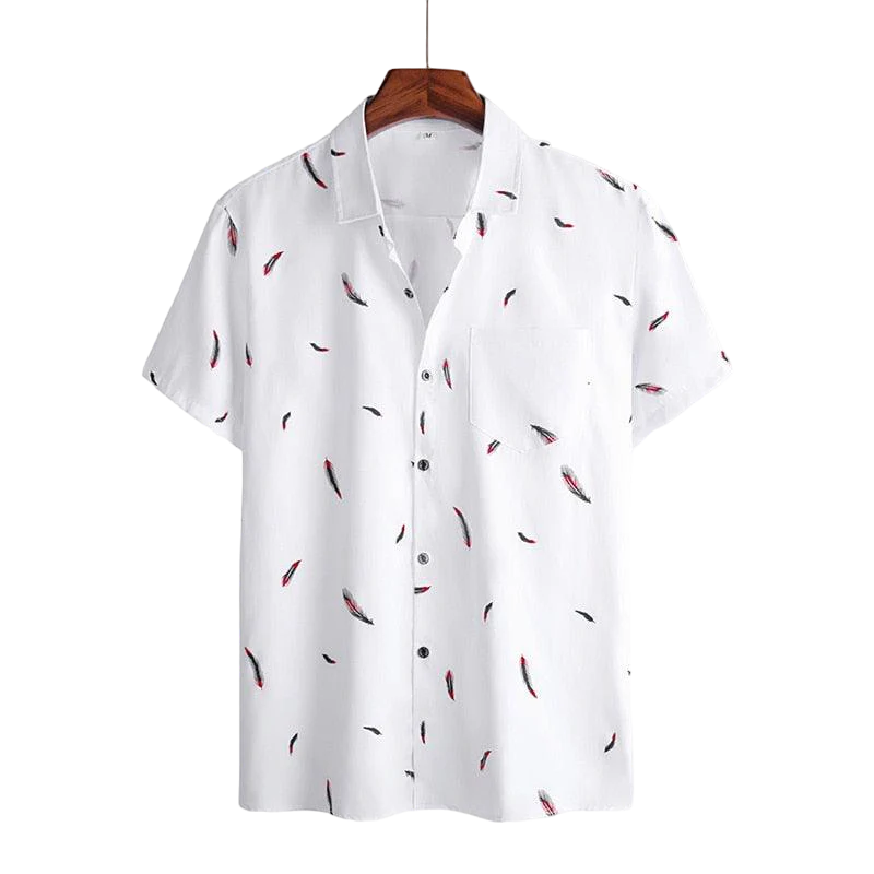 Camisa Manga Curta Estampada Romenzi Feathers RZ573