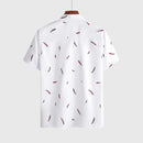 Camisa Manga Curta Estampada Romenzi Feathers RZ573