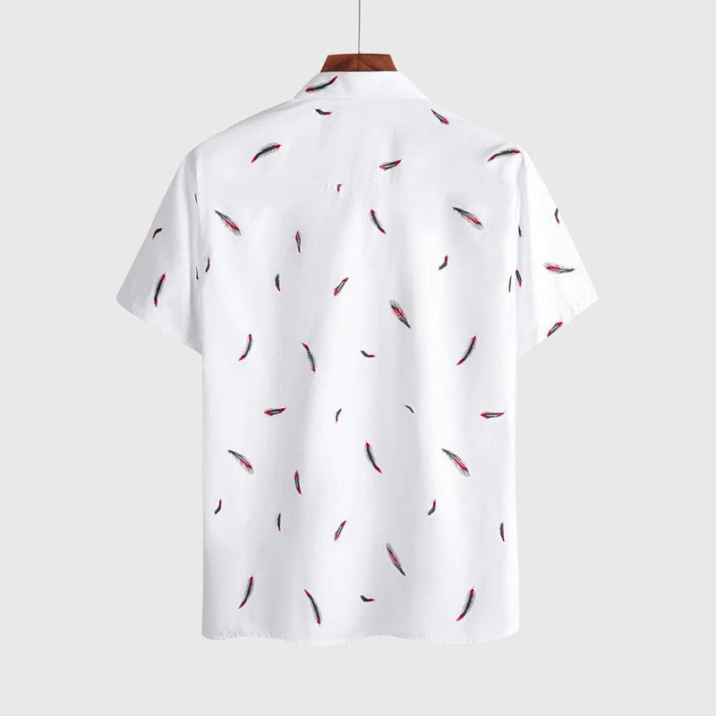 Camisa Manga Curta Estampada Romenzi Feathers RZ573