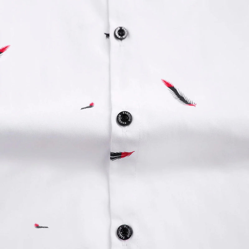 Camisa Manga Curta Estampada Romenzi Feathers RZ573