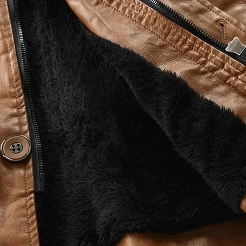 Jaqueta Longa de Couro com Capuz Masculina Romenzi RZ152