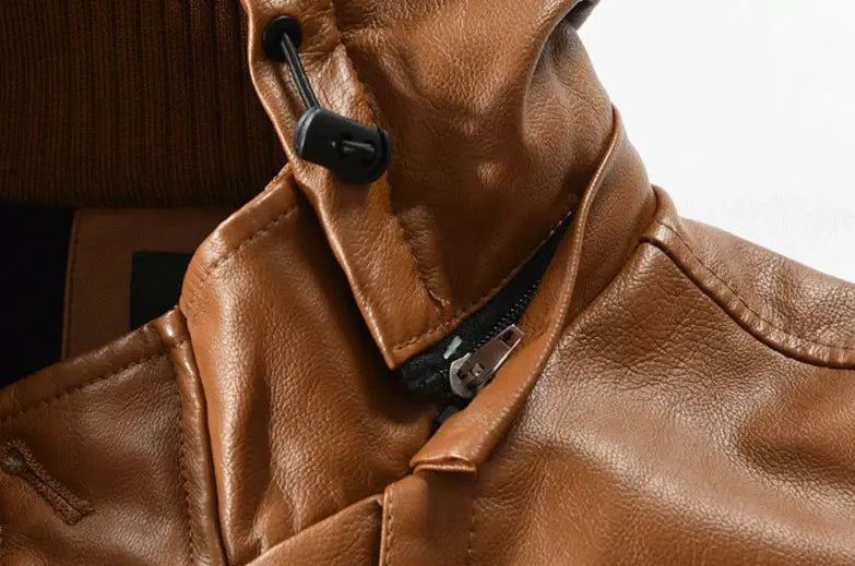 Jaqueta Longa de Couro com Capuz Masculina Romenzi RZ152